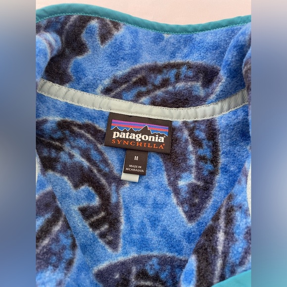 Patagonia Synchilla Snap-T Pullover Women's Size M Leaping Oasis Blue Fish - Picture 3 of 15